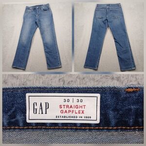 Gap Straight GapFlex Jeans Mens 30x30 Blue Stretch Denim
